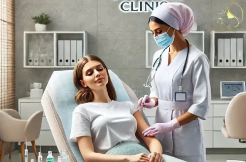 بیمار پس از تزریق فیلر خط خنده در حال استراحت